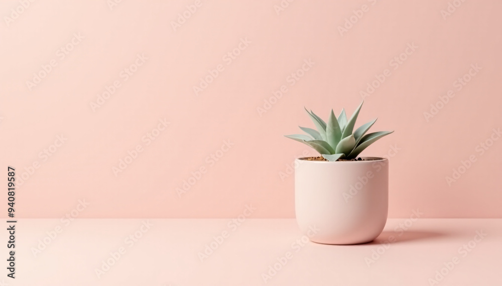 Mock up blank ceramic plant pot, isolated on a soft pastel background Mock up blank ceramic plant pot, isolated on a soft pastel background