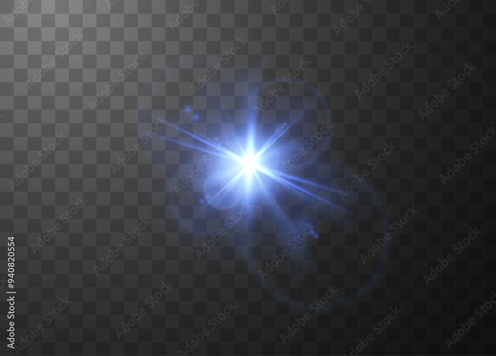 Illustration of a light effect or flare in blue. Transparent background. Illustration of a light effect or flare in blue. Transparent background.