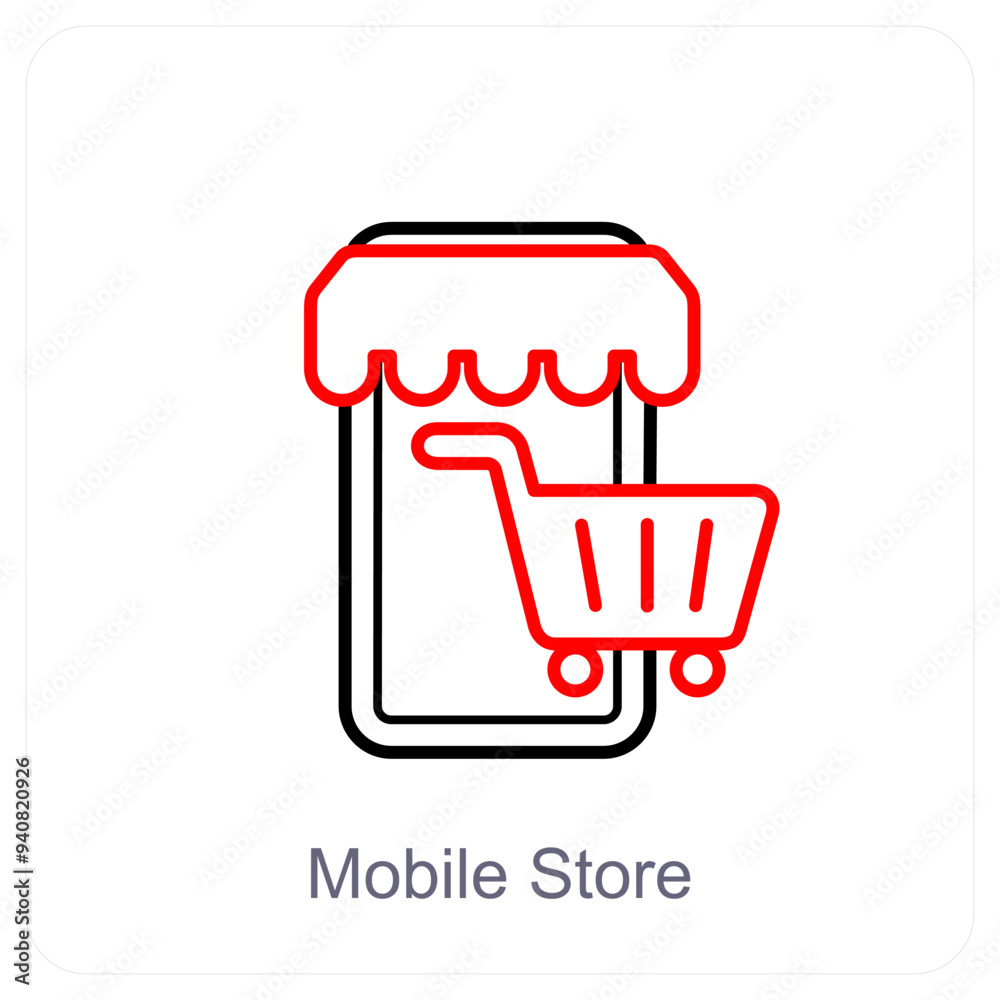 Mobile Store and shopping icon concept