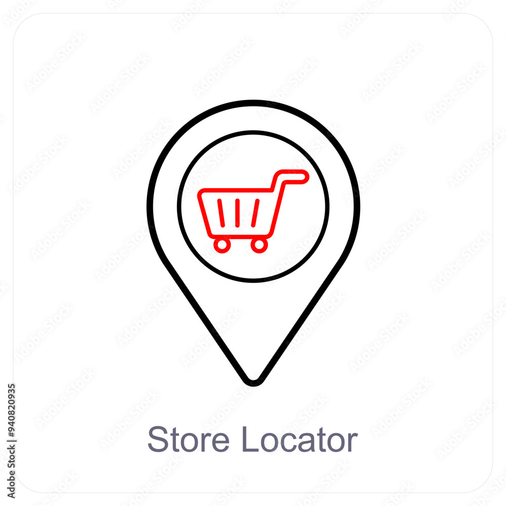 Locate Cart and cart icon concept Locate Cart and cart icon concept