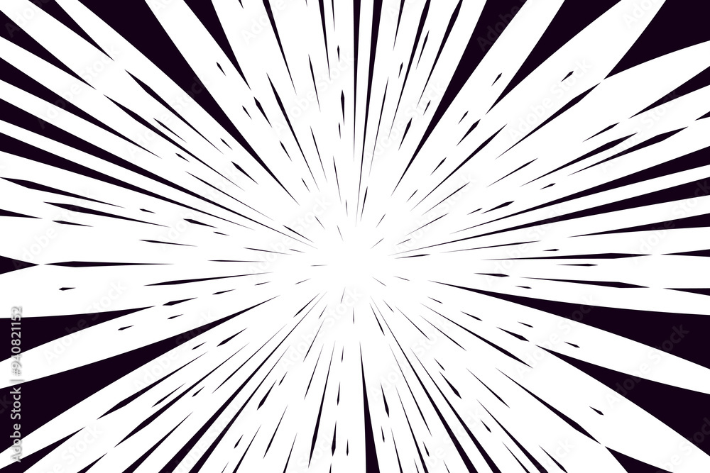 Obraz premium Comic book speed black lines background. Radial design for comic books and manga. Anime explosion effect. Anime art frame
