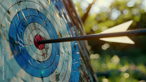 Archery Target With Arrow In Bullseye