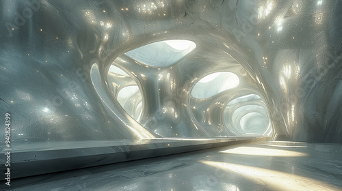  Futuristic Interior with Organic Curves and Soft Lighting