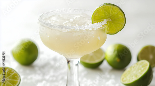 A frosty margarita in a sal...
