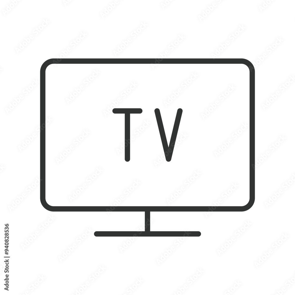 TV, in line design. Television, screen, remote control, broadcast, TV icon, TV screen on white background vector. TV editable stroke icon. TV, in line design. Television, screen, remote control, broadcast, TV icon, TV screen on white background vector. TV editable stroke icon.