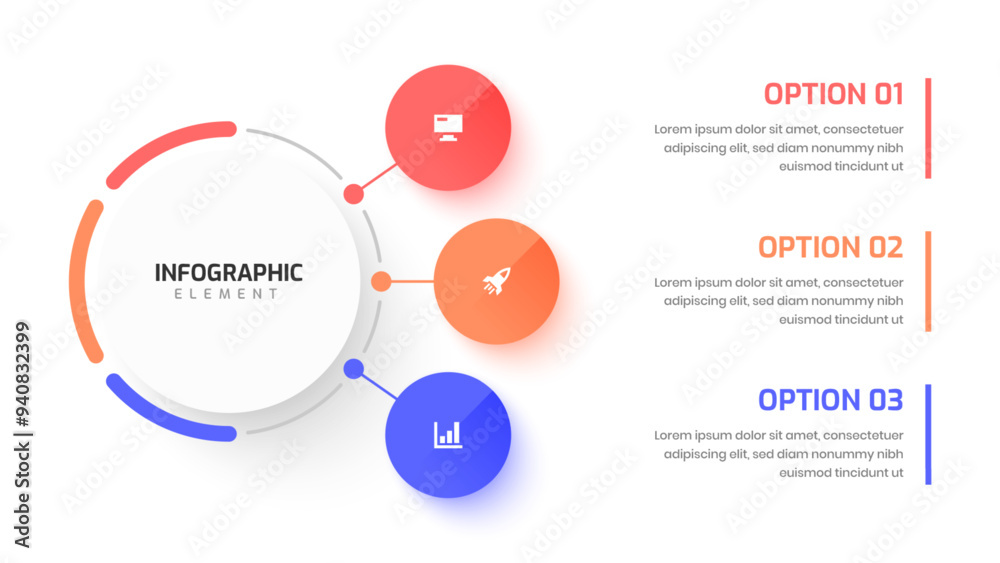 Infographic Design Presentation Business Infographic Template with Circle Label 3 Option and Icon Infographic Design Presentation Business Infographic Template with Circle Label 3 Option and Icon