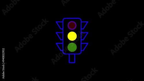 New traffic lights with changing color animation.