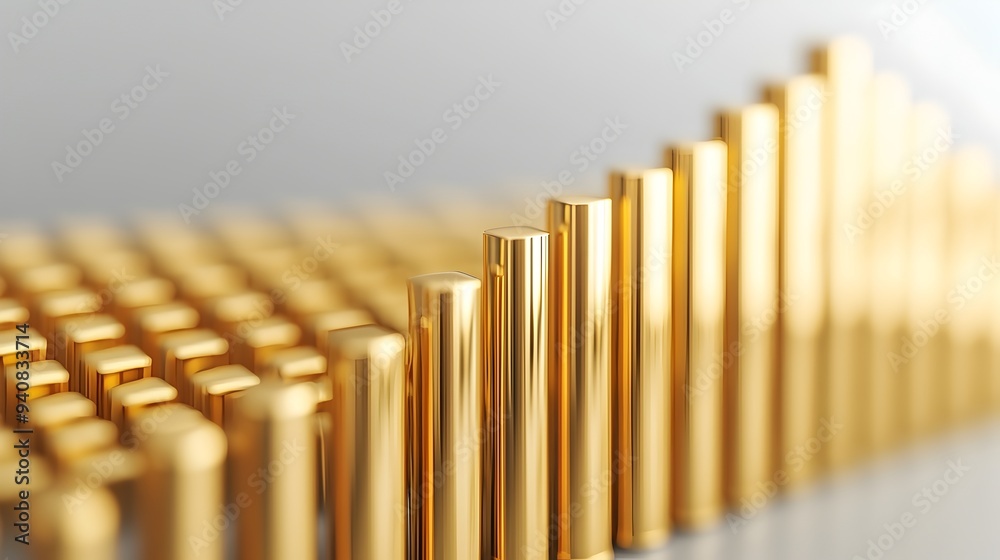 Glittering Golden Bar Chart with Upward Spikes Showcasing Triumphant Business Surge