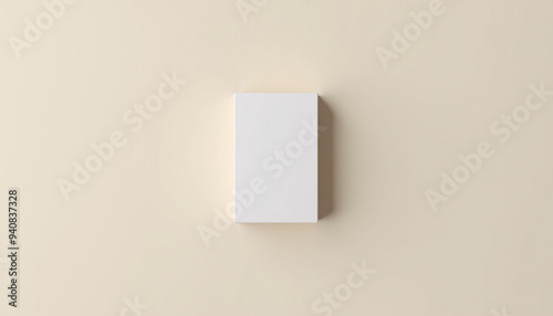 Mock up blank product label on a rectangular box, isolated on a clean background photo