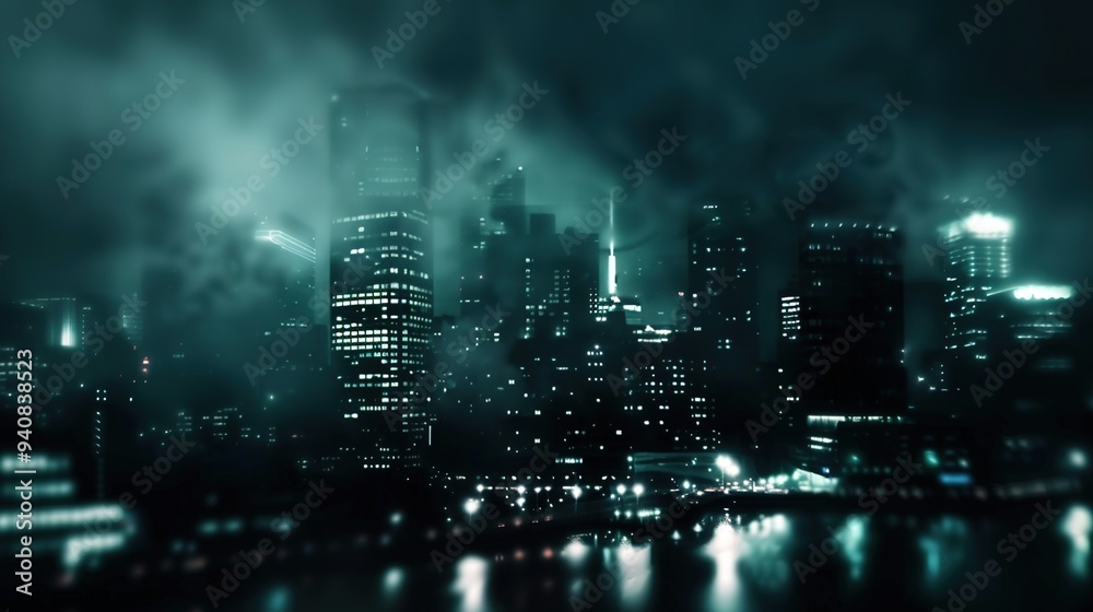 Obraz premium Abstract colorful circular bokeh with city background
