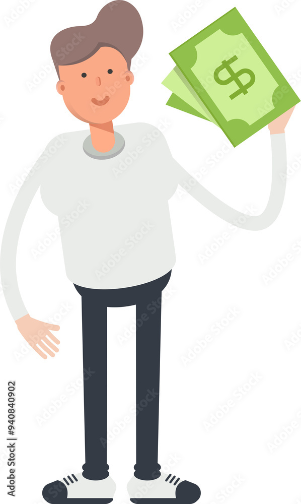 Boy Character Holding Dollar Banknotes
Boy Character Holding Dollar Banknotes