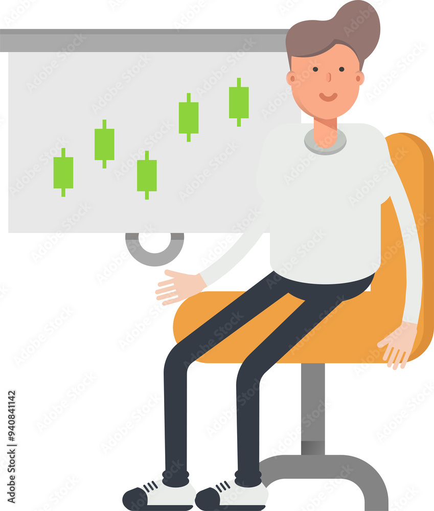 Boy Character Presenting Candlestick Chart
Boy Character Presenting Candlestick Chart