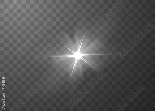 Sunlight glare effect on a transparent background. Element for design.