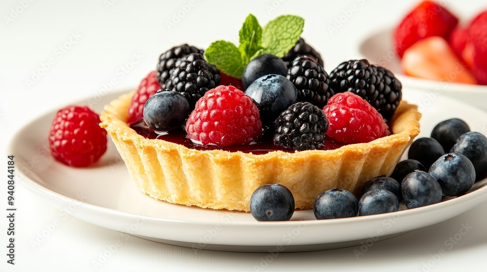 Delicious Pastry Tart with Fresh Berries and Mint Delicious Pastry Tart with Fresh Berries and Mint