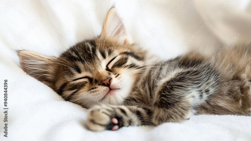 Cute cat sleeping, adorable and relaxed. On white isolated background. Cute cat sleeping, adorable and relaxed. On white isolated background.
