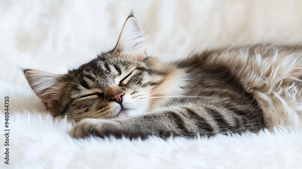 Cute cat sleeping, adorable and relaxed. On white isolated background. Cute cat sleeping, adorable and relaxed. On white isolated background.