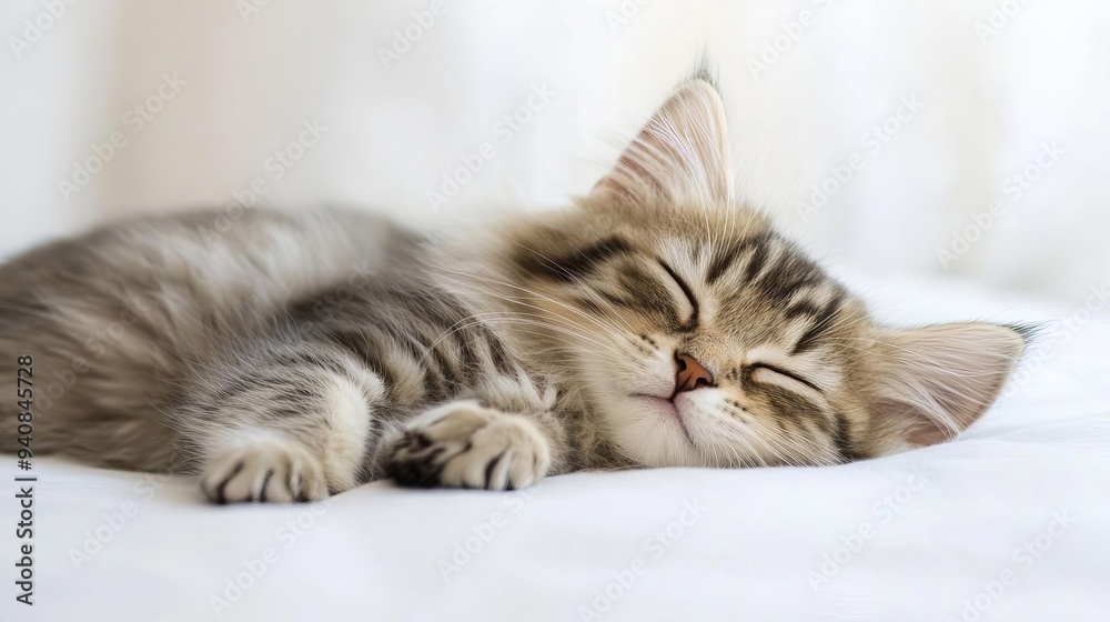 Cute cat sleeping, adorable and relaxed. On white isolated background. Cute cat sleeping, adorable and relaxed. On white isolated background.