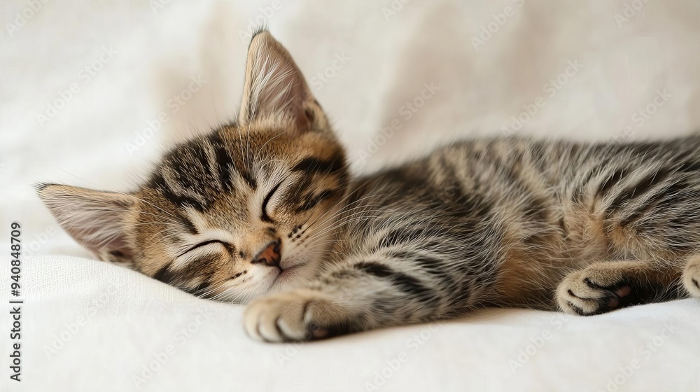 Cute cat sleeping, adorable and relaxed. On white isolated background. Cute cat sleeping, adorable and relaxed. On white isolated background.