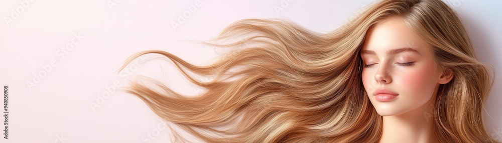 Beautiful Blonde Woman With Long Flowing Hair Beautiful Blonde Woman With Long Flowing Hair