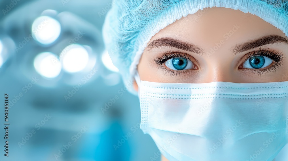 Close up of a Doctor s Eye Wearing a Surgical Mask Close up of a Doctor s Eye Wearing a Surgical Mask