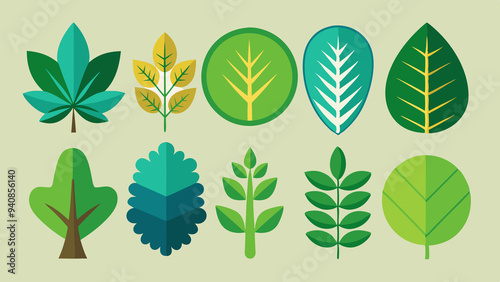 Leaf Types Line Icon Set