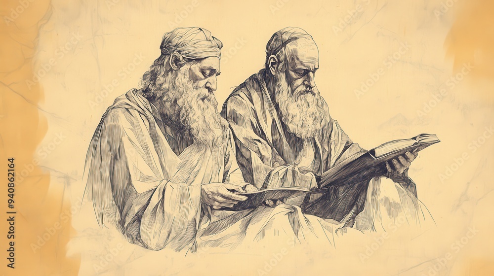 Fototapeta premium The Reigns of Uzziah and Jotham: Uzziah’s Isolation and Rule from a Separate House Due to Leprosy, 2 Kings Biblical Art, Beige Background