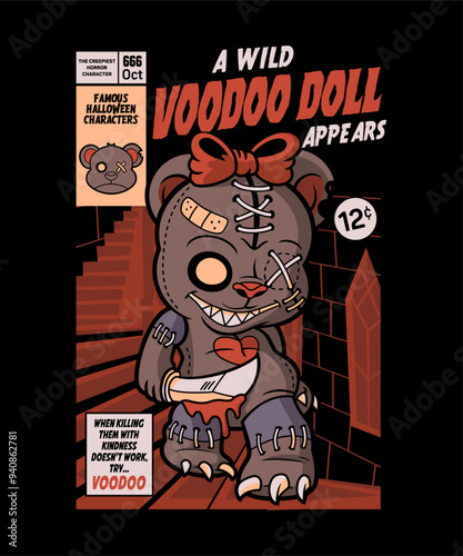 A wild Voodoo Doll Halloween Design Theme