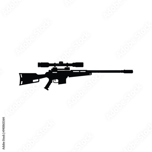 Striking Silhouette of a Sniper Rifle. A Powerful and Mysterious Representation of Precision and Strength.