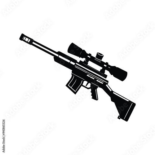 Striking Silhouette of a Sniper Rifle. A Powerful and Mysterious Representation of Precision and Strength.