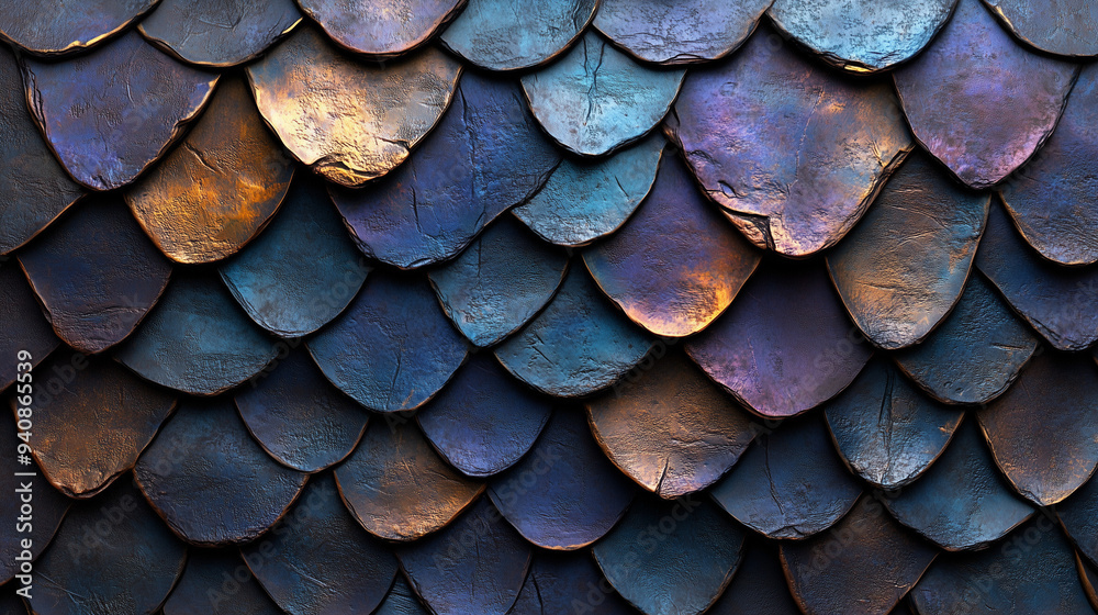 custom made wallpaper toronto digitalMetallic Scale Texture with Iridescent Blue and Purple Tones, Abstract Background