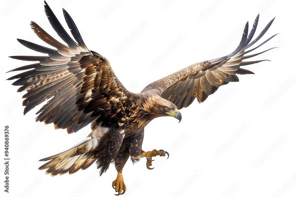 Obraz premium Talon of an Eagle - Deadly Attack with Buteo's Claw against White Background
