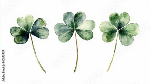 Watercolor of Lucky clover leaves with four leaf or three leaf, Patricks day watercolor clipart,Spring flower pattern,Many shamrock plants,the Irish happy background.