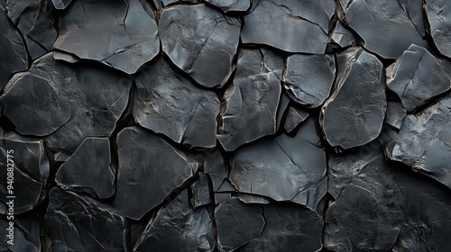 A dark stone texture background composed of irregularly shaped stones with deep, natural cracks and lines.