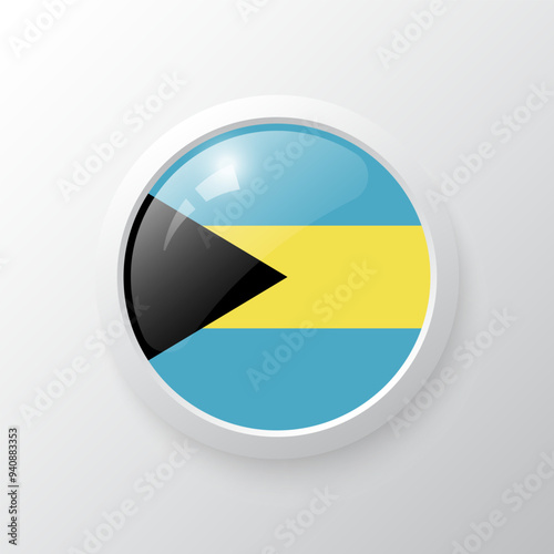 Free Download 3D Button with Bahamas flag. as round glossy icon on background isolated. Vector illustration eps 10. - GFXLoad