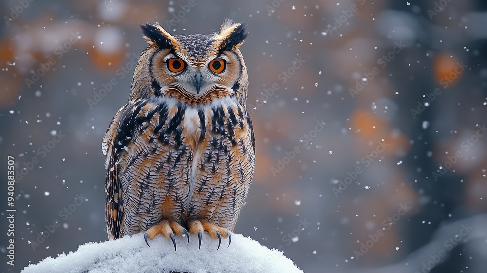 Majestic Owl in a Snowy Wonderland Majestic Owl in a Snowy Wonderland