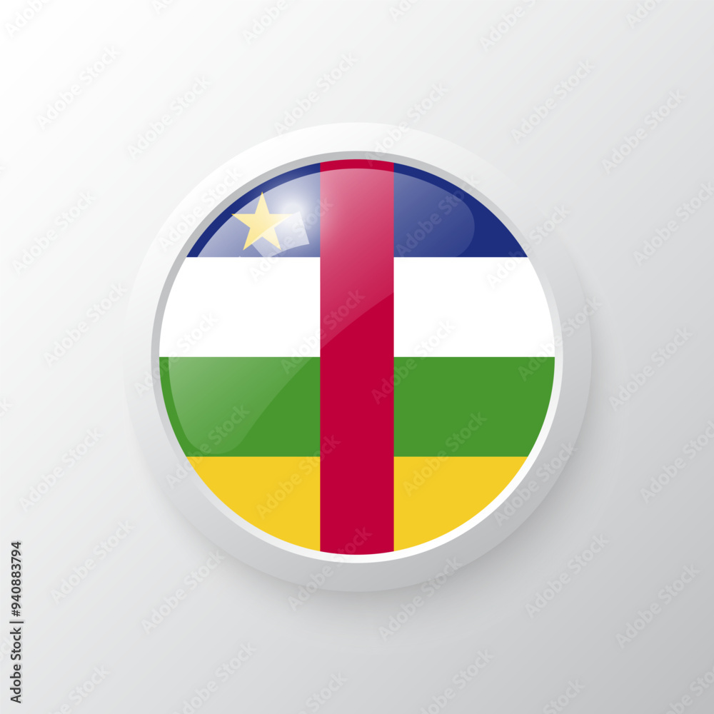 3D Button with Central African Republic flag. as round glossy icon on background isolated. Vector illustration eps 10. 3D Button with Central African Republic flag. as round glossy icon on background isolated. Vector illustration eps 10.