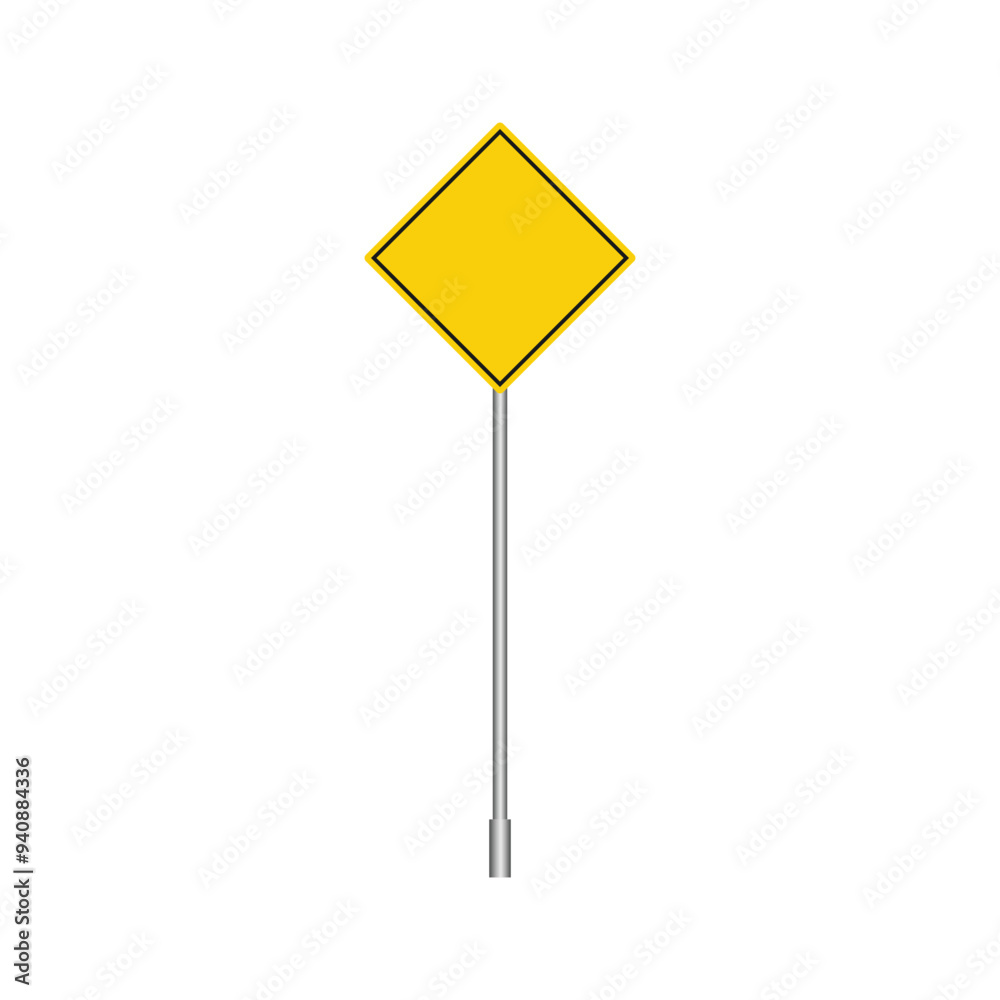 Road Sign Isolated on Transparent Background Blank Yellow Traffic. Vector illustration. Road Sign Isolated on Transparent Background Blank Yellow Traffic. Vector illustration.