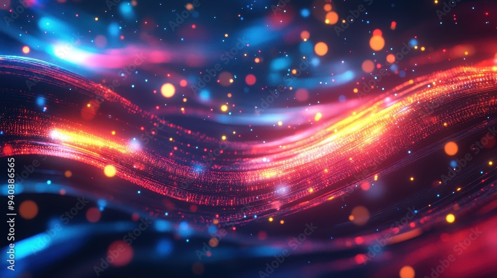 Obraz premium Abstract Red and Blue Glowing Particles Background.