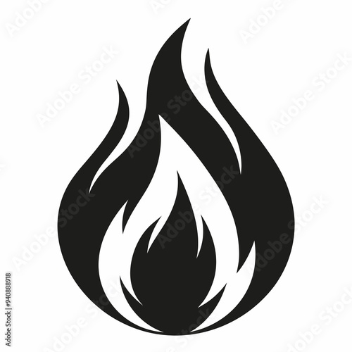 Black and white hot Fire Symbol Drawing generative AI.