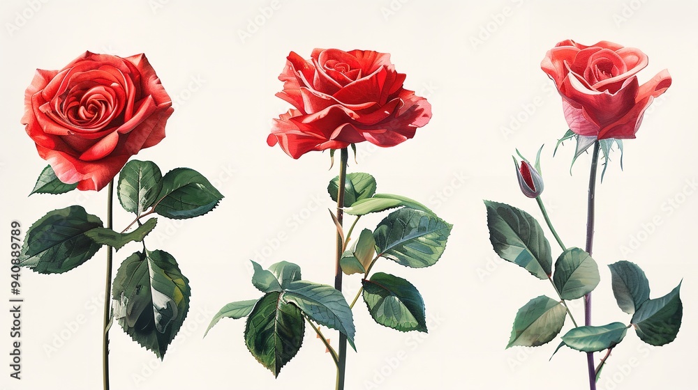 Red rose elements Red rose elements