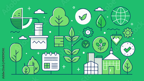 Green Environment Line Icon Set