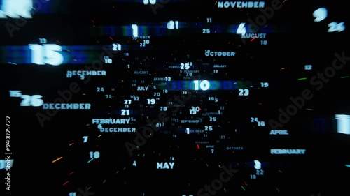 Glowing Timeline of 2025 with Months on a Dark Background Representing Future Planning and Events