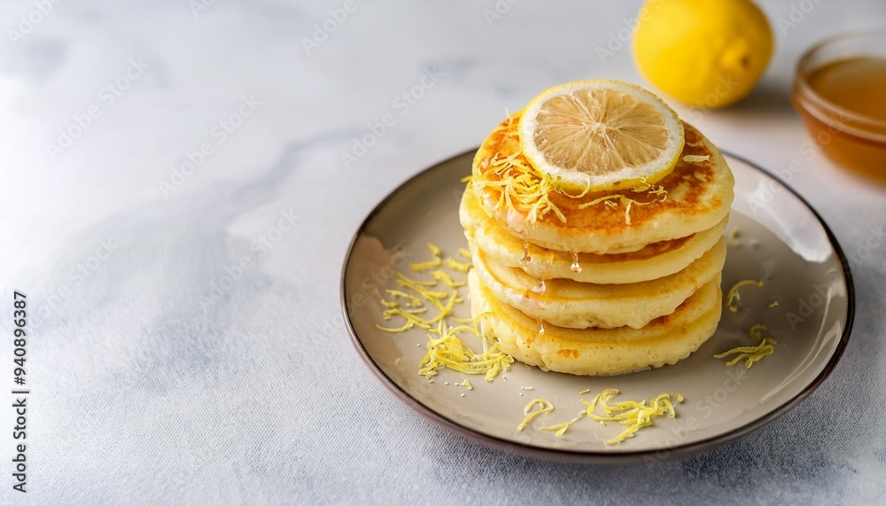 Lemon Ricotta Pancakes space for text Lemon Ricotta Pancakes space for text