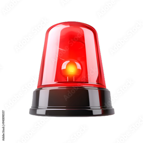 Red siren light on transparency background, Ai
