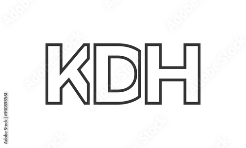 KDH logo design template with strong and modern bold text. Initial based vector logotype featuring simple and minimal typography. Trendy company identity.