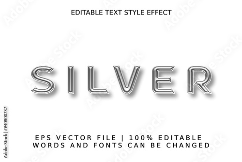 Editable text style effect - Silver text style theme.