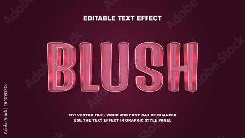 Editable Text Effect Blush 3D Vector Template