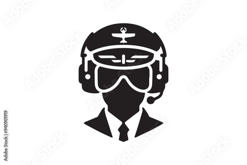 Airlines pilot silhouette vector illustration