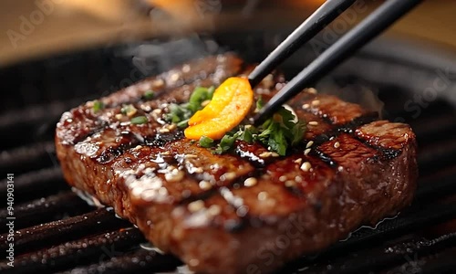 A piece of high-quality Japanese beef photo