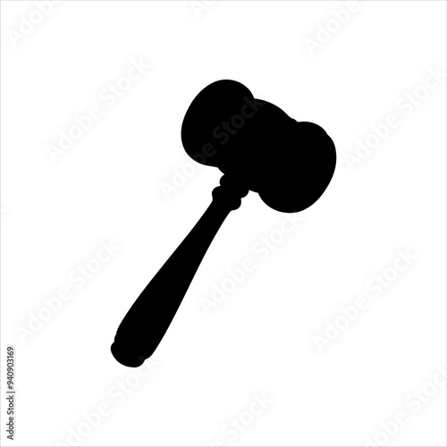 Judge hammer silhouette vector illustration design on white background.